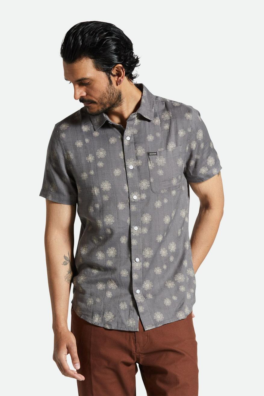 Charter Slub Short Sleeve Woven Shirt- Charcoal Sol