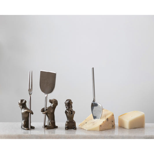 Cheese Knives w/ Dog Stands, Set of 6