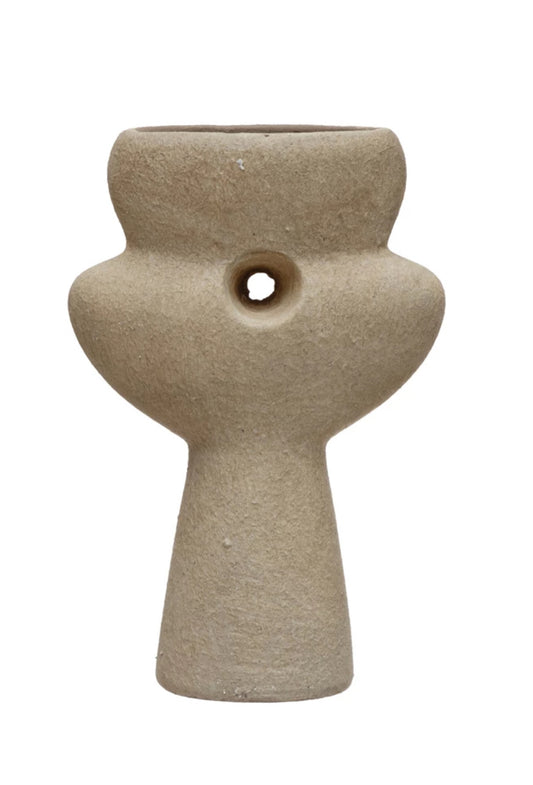 Terracotta Sculptural Vase Cream