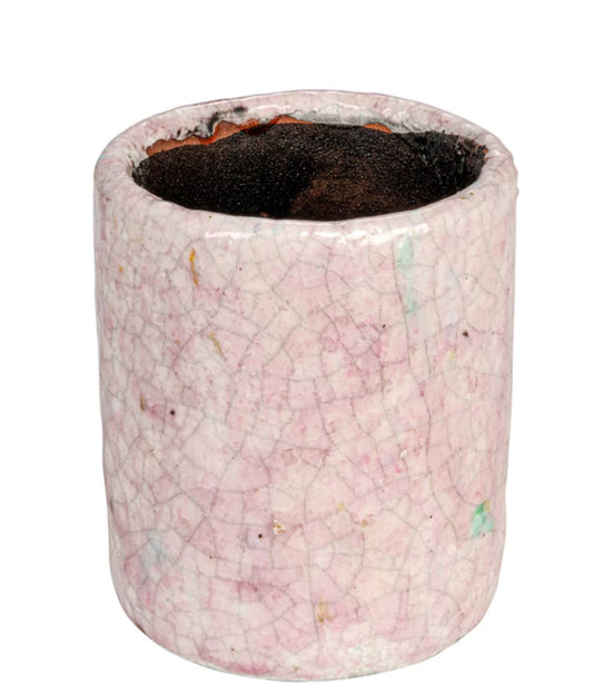 Pink Glazed Decorative Terra-cotta Planter (Holds 2" Pot) (Each One Will Vary)