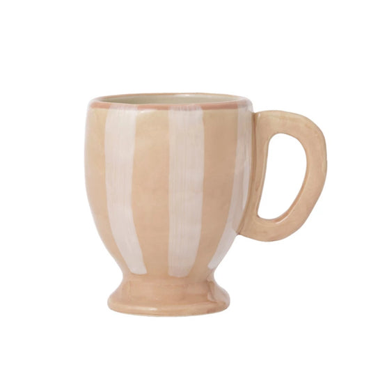 Hand-Painted Striped Stoneware Footed Mug