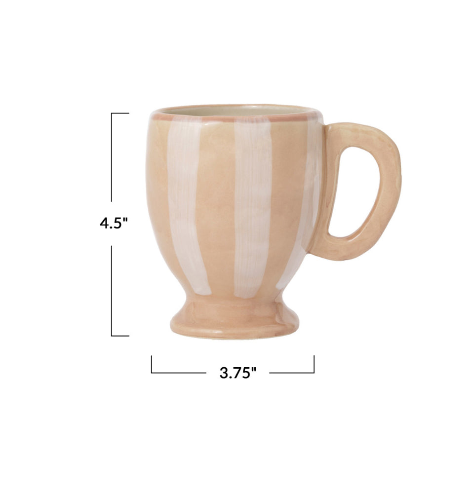 Hand-Painted Striped Stoneware Footed Mug
