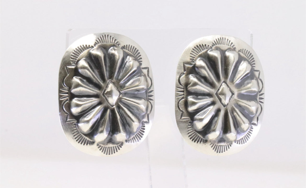 Authentic Navajo Stamped Post Earrings by Silvia Lee