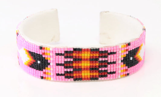 Native American Navajo Beaded & Leather Cuff Bracelet