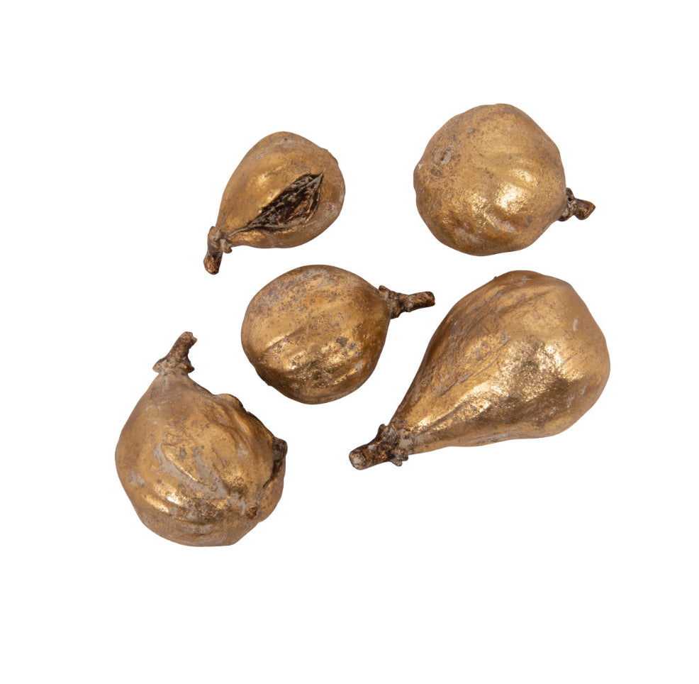 Figs with Gold Antique Finish, Set of 5