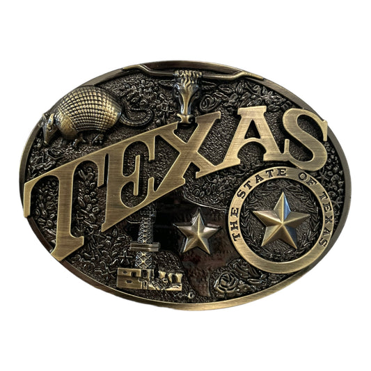Texas Proud Brass Belt Buckle
