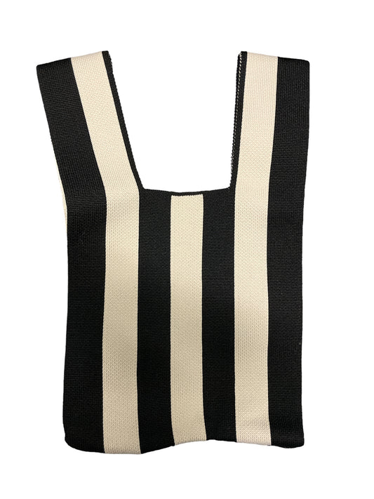Black and Cream Striped Knit Handbag