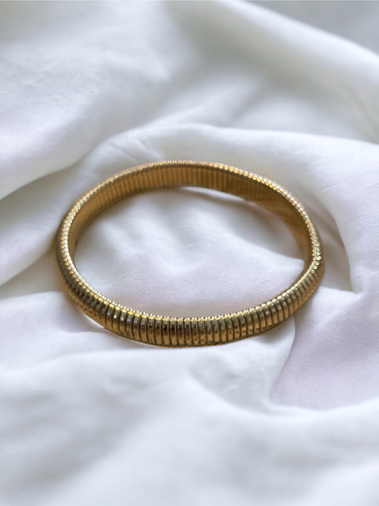 Gold Tone Snake Chain Stretch Bangle Bracelet