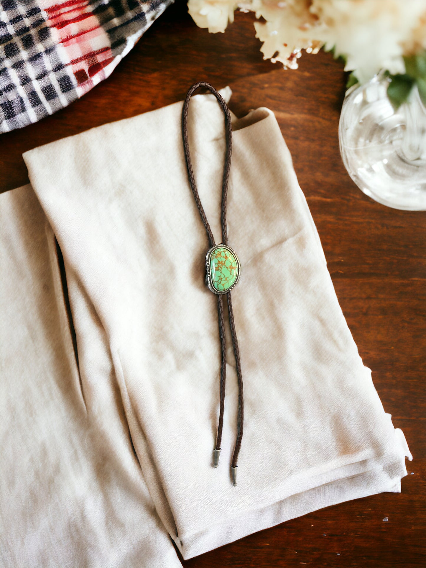 Bolo Tie with Brown Cord and Statement Stone Piece