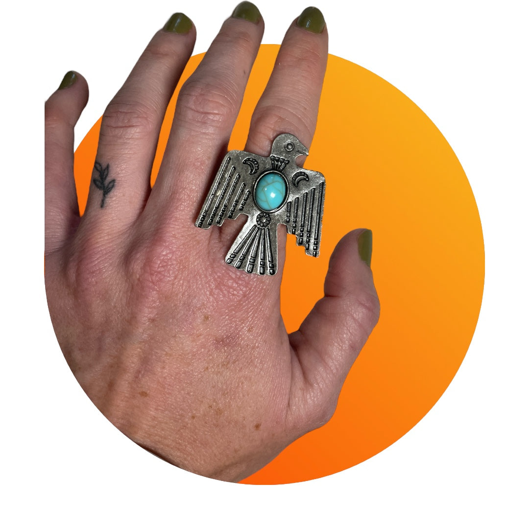 Southwestern-inspired Thunderbird Ring