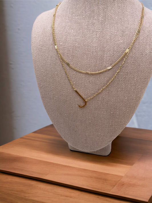 Gold Minimal Style Double Layer Letter Necklace