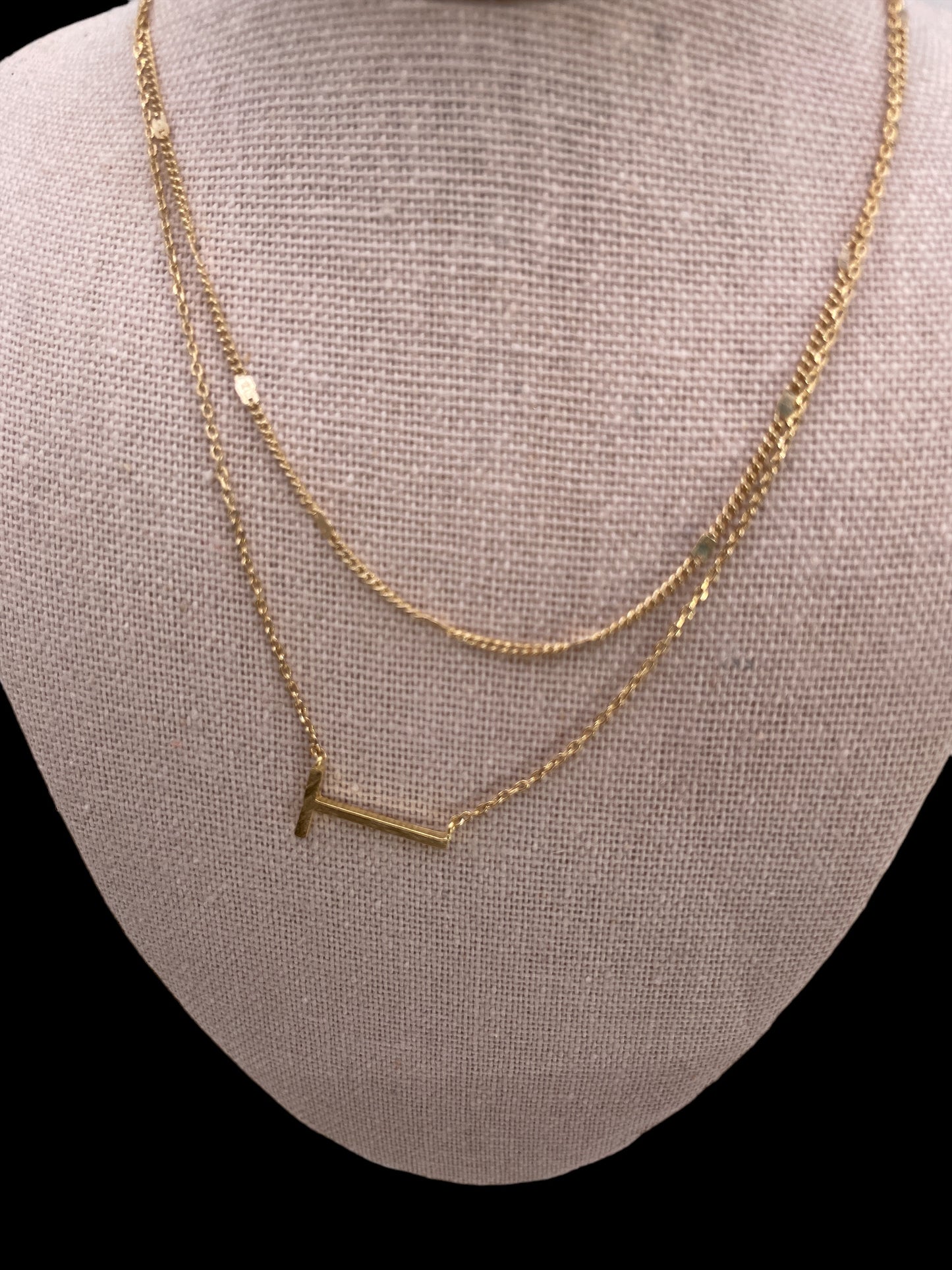 Gold Minimal Style Double Layer Letter Necklace