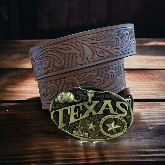 Texas Belt and Buckle- Brown