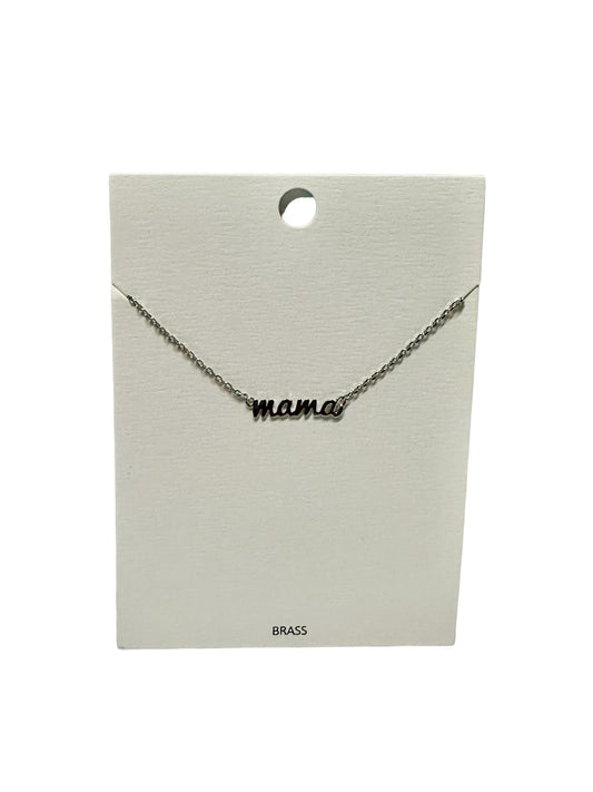 Cursive Mama Brass Silver Necklace