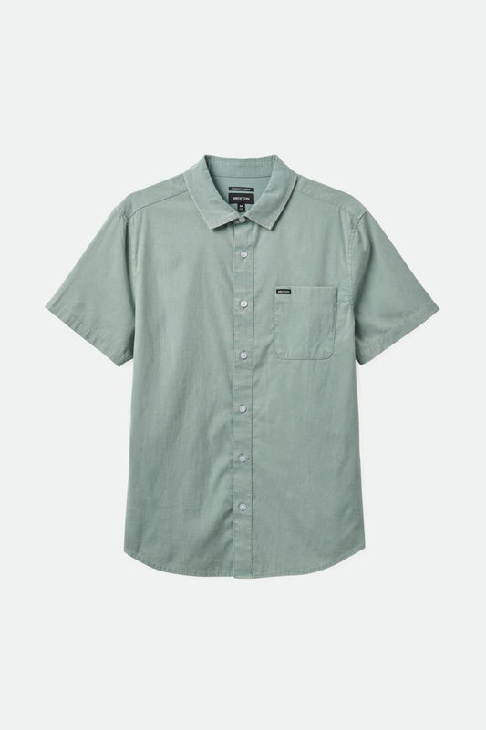 Sol Wash Short Sleeve Woven Shirt: Chinos Green Sol Wash