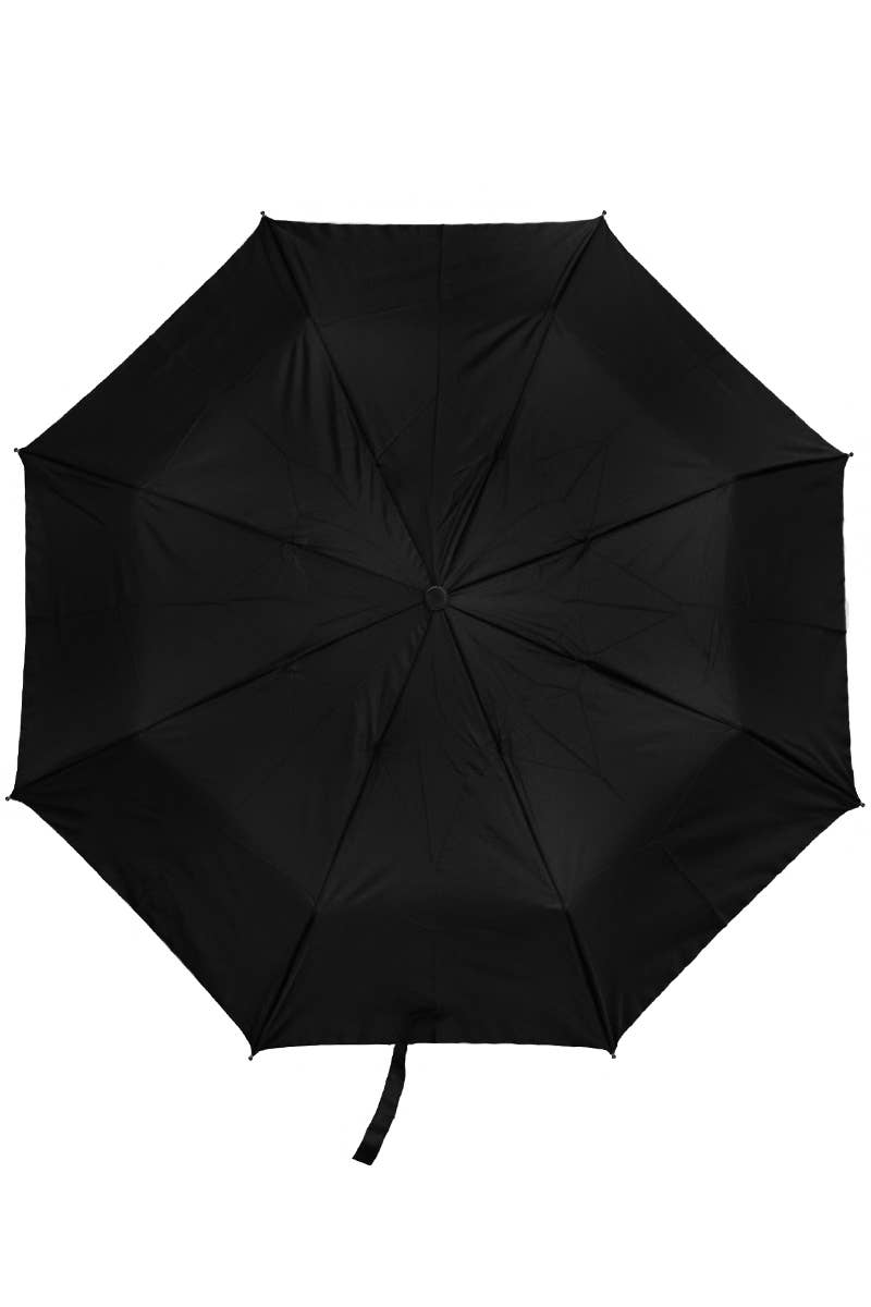 Sleek Black Auto Open-Fold Travel Size Compact Umbrella