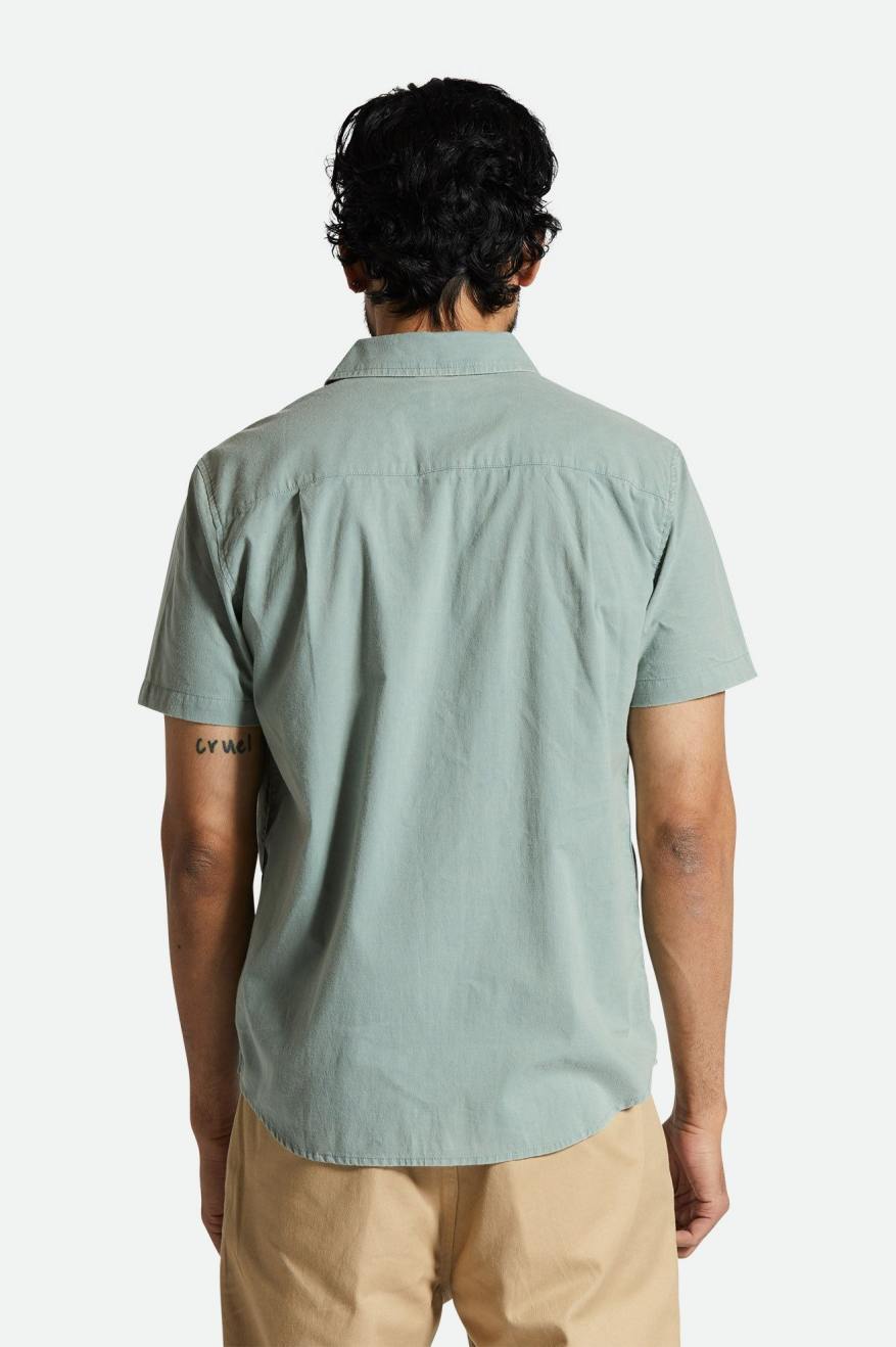Sol Wash Short Sleeve Woven Shirt: Chinos Green Sol Wash
