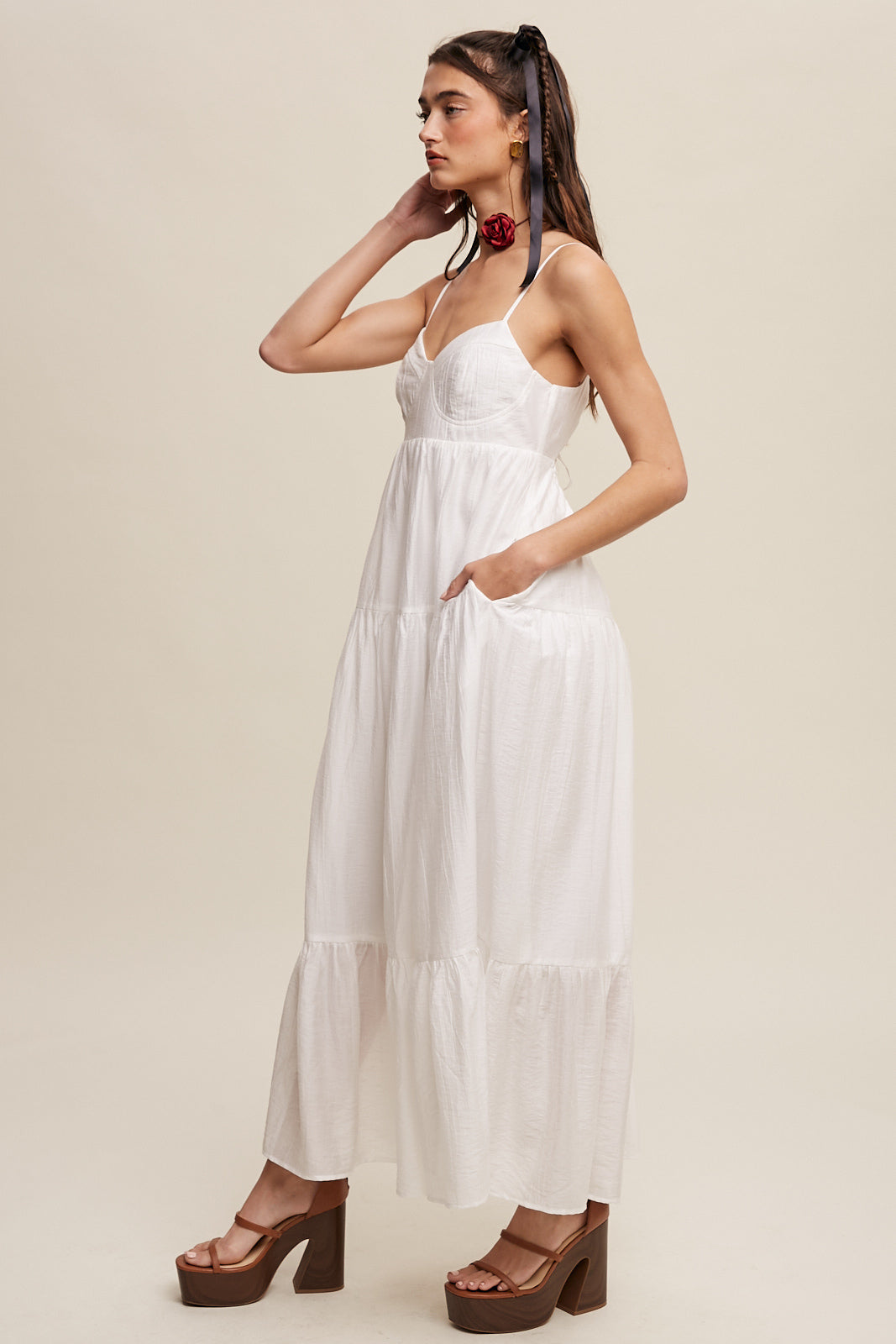 Sweetheart Neckline Flowy Maxi Dress