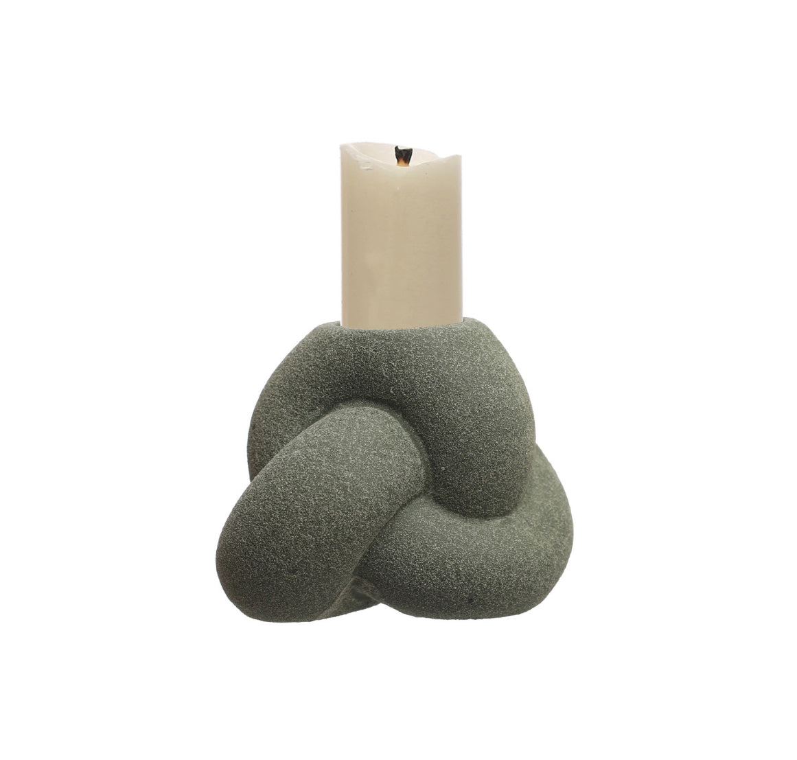 Olive Knotted Stoneware Tealight/Taper Holder