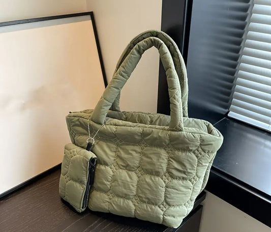 Puffer Quilted Tote Bag Set