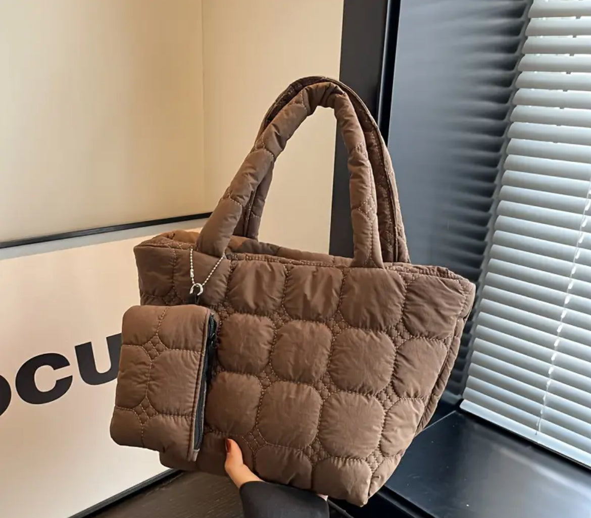 Puffer Quilted Tote Bag Set