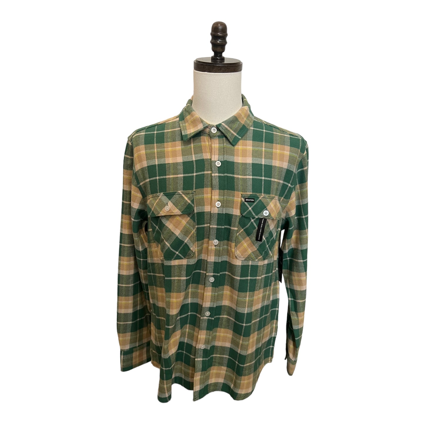 Brixton Bowery Flannel Washed Pine Needle/Gold