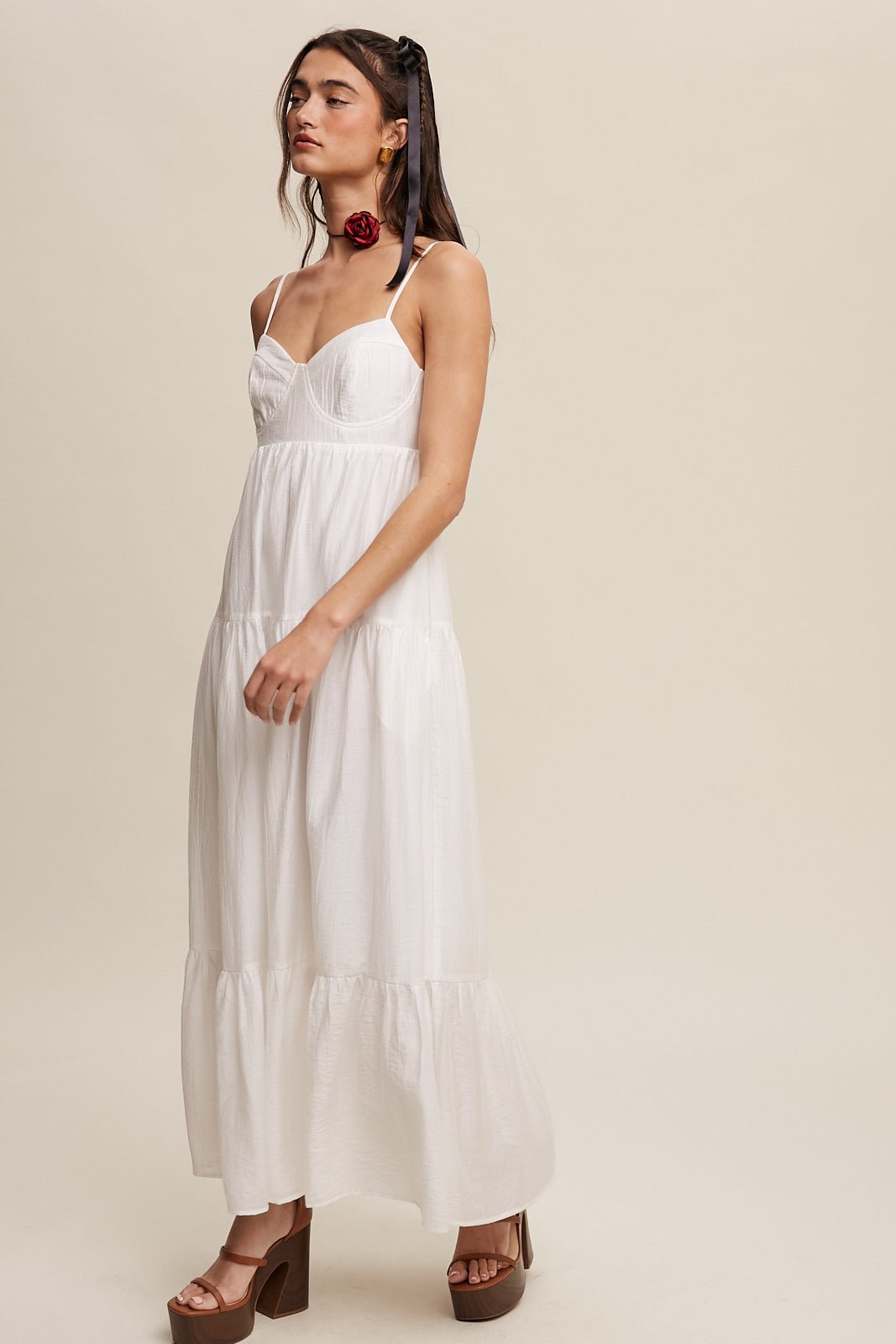 Sweetheart Neckline Flowy Maxi Dress