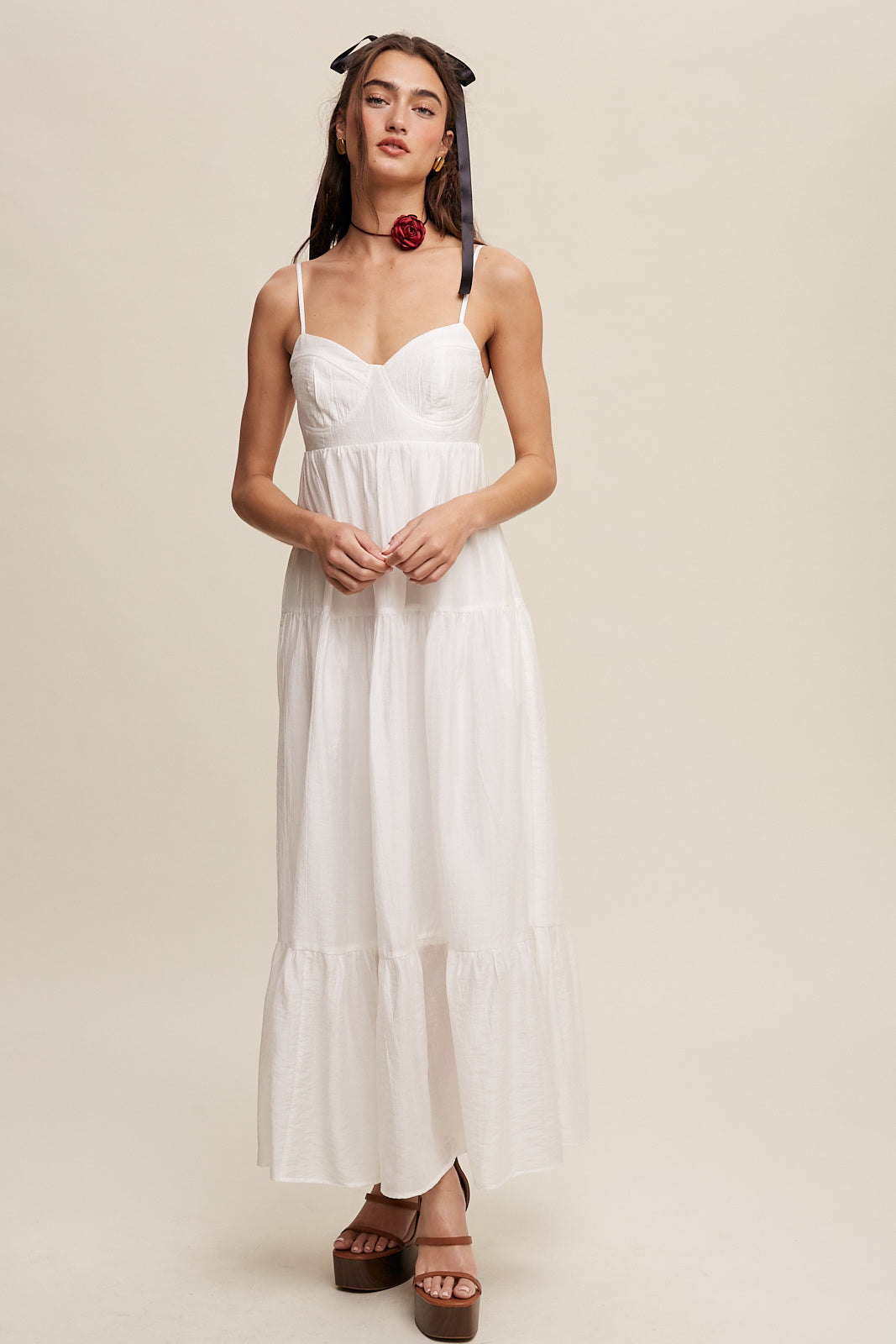 Sweetheart Neckline Flowy Maxi Dress