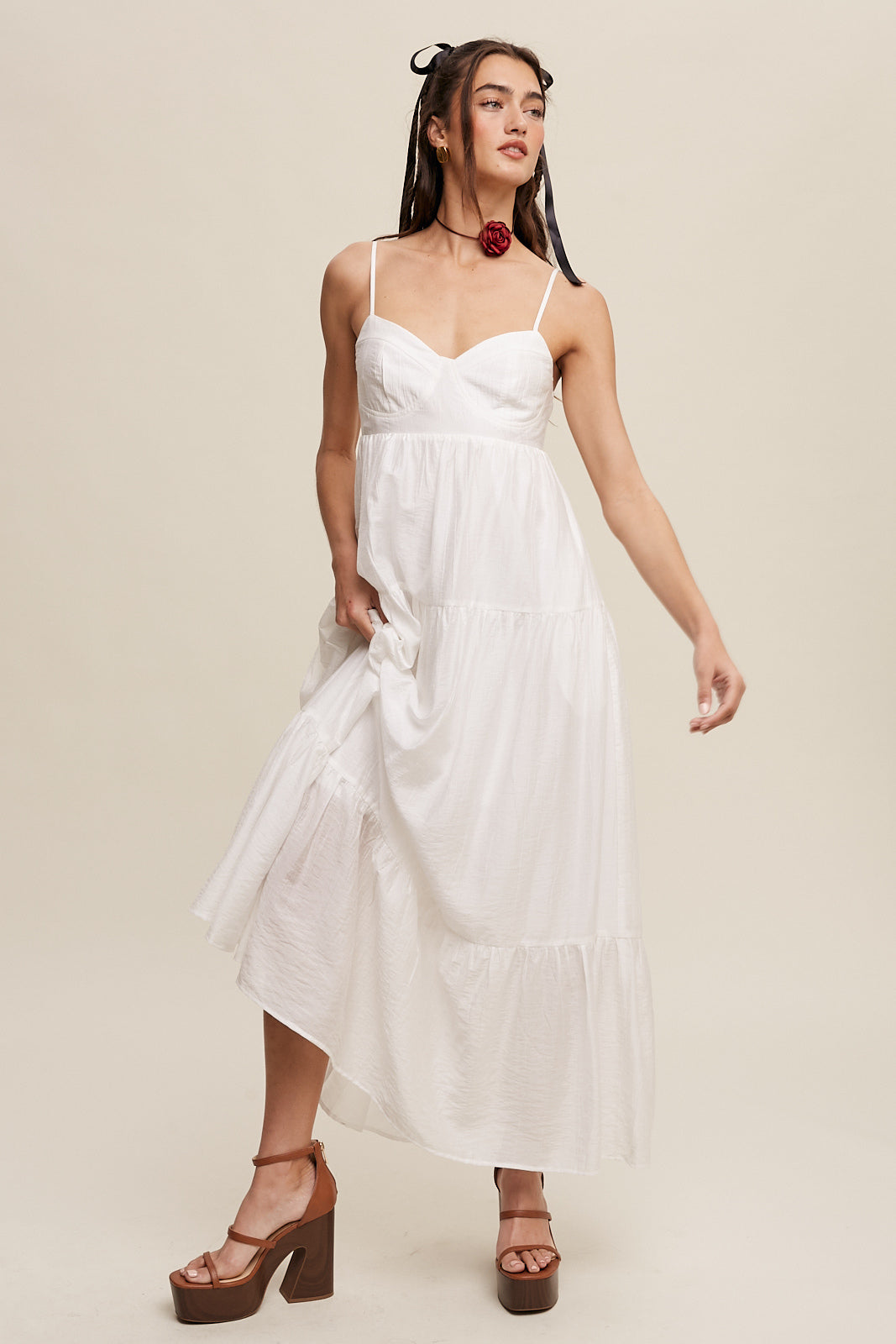 Sweetheart Neckline Flowy Maxi Dress