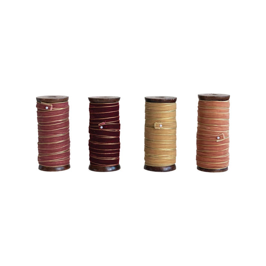 10 Yard Velvet Ribbon on Wood Spool with Metallic Edges, 4 Colors